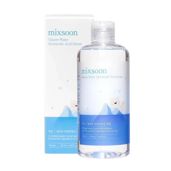 Suero de ácido hialurónico de 100ml de Mixsoon, en envase de vidrio con gotero, para hidratación profunda de la piel.