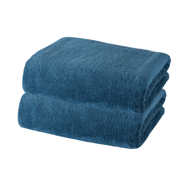 Set 2 Toallas De Baño Grande Microfibra Azul Toallon 90x180cm