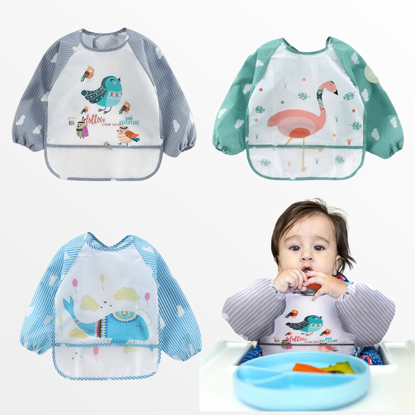 Pack 3 Baberos Impermeables Manga Larga