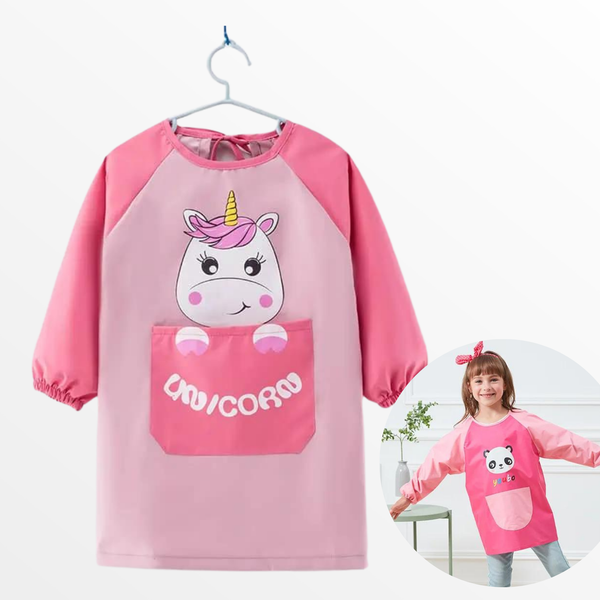 Delantal Infantil Manga Larga Impermeable Con Bolsillo Niño 4-8 años