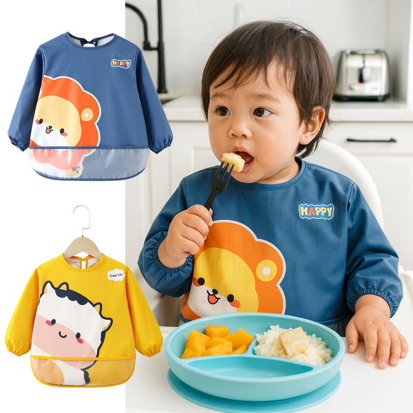 Pack 2 Delantal Infantil Manga Larga Impermeable Con Bolsillo 1-2 años