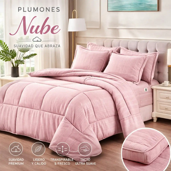 Edredón 2 plazas Alto Relieve Nube de Enigma Store con juego de sábanas a juego, textura suave y diseño cómodo.
