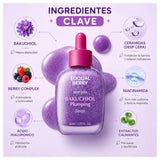 Suero hidratante de EQQUALBERRY con bakuchiol y ingredientes clave para una piel más firme y saludable, 30 ml.