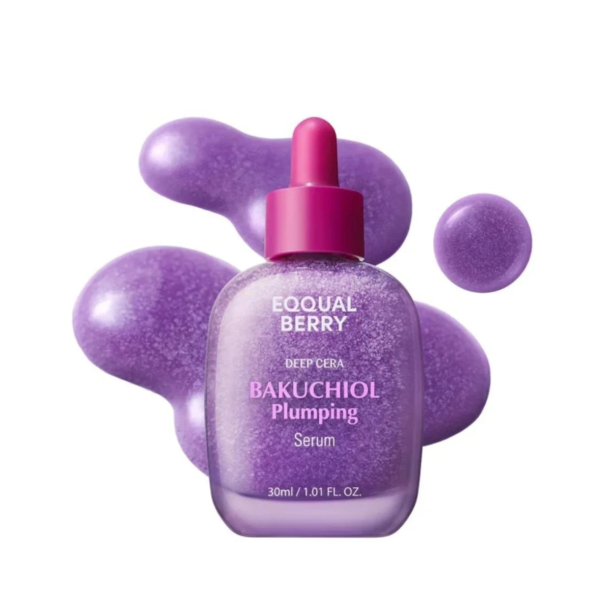 Ampolla de serum hidratante y reafirmante Eqqualberry Bakuchiol Plumping de 30ml, con textura ligera y fórmula coreana para la piel
