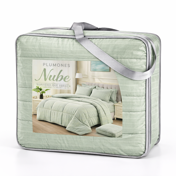 Plumón 2P Alto Relieve Nube + Set Sábanas Regalo