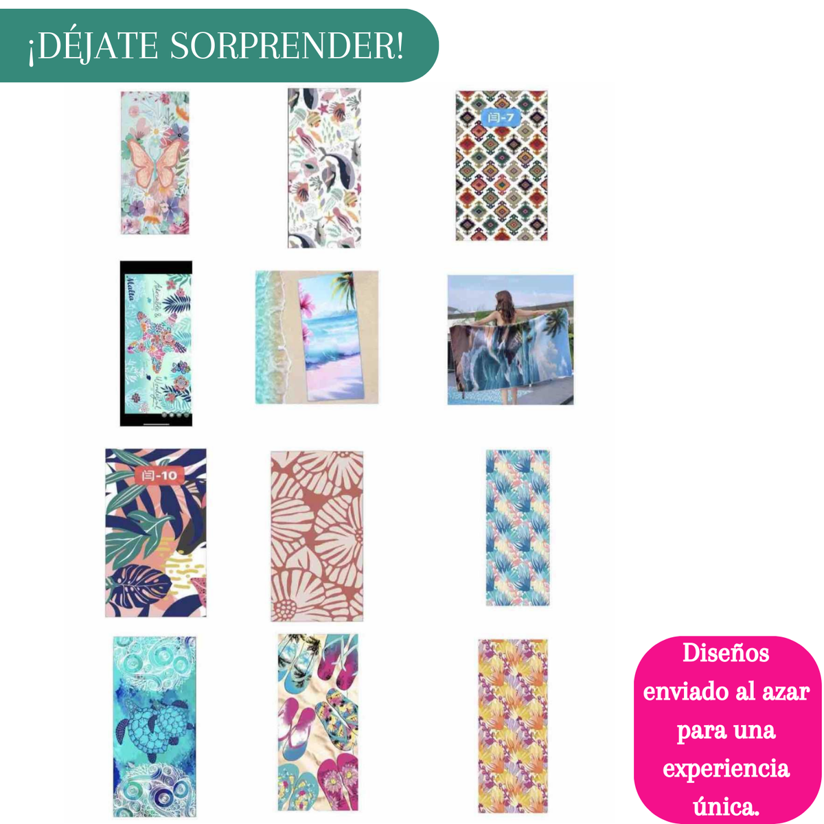 Pack 4 Toallas De Playa De Microfibra Secado Rapido 70x140cm Mujer