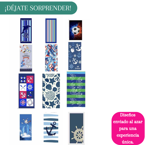 Pack 4 Toallas De Playa De Microfibra Secado Rapido 70x140cm Hombre