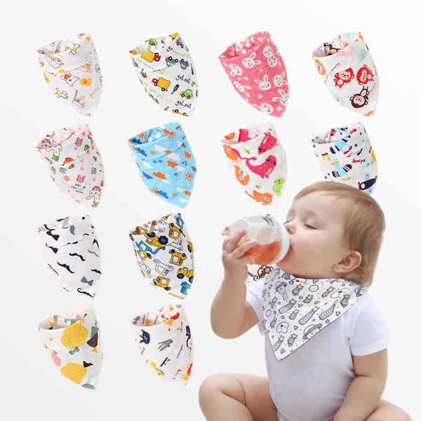 Pack 12 Baberos Bandanas Algodón Para Bebés