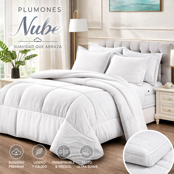 Plumón King Alto Relieve Nube + Set Sábanas Regalo