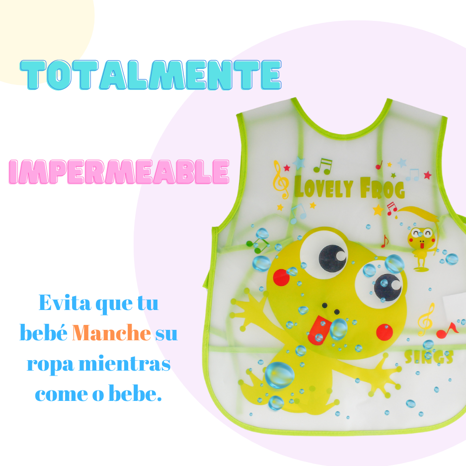 Pack 3 Baberos Sin Manga Impermeable Bolsillo Niña Niño Bebe