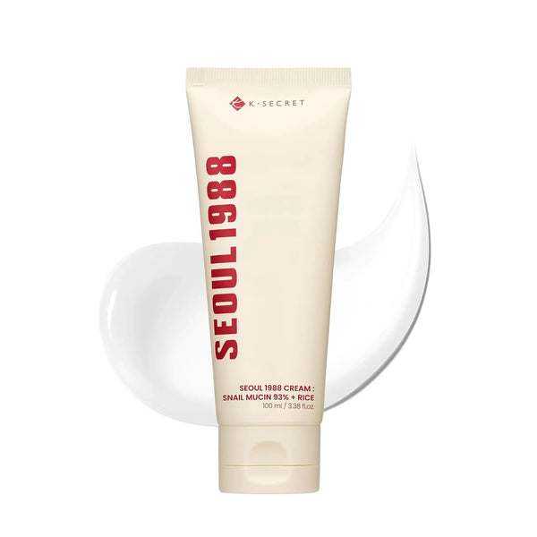 Crema coreana K-SECRET SEOUL 1988 con mucina de caracol 93% y arroz para cuidado facial.