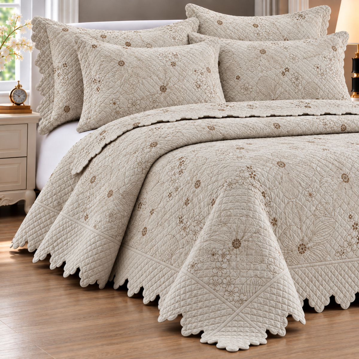 Cubrecama Quilt Bordado 5 Piezas