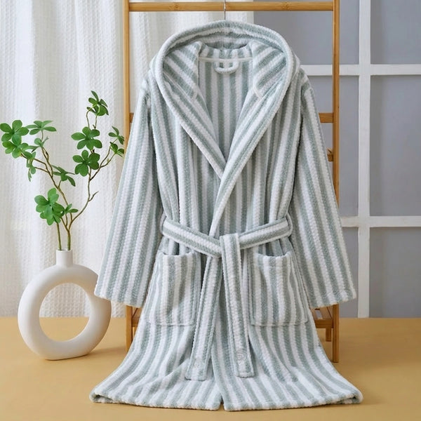 Bata de Microfibra con Franjas Spa