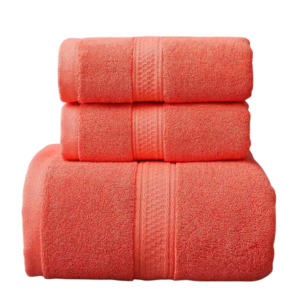Conjunto de 3 toallas de baño y mano de algodón en colores suaves, ideal para uso en hotel, de la marca Enigma Store.