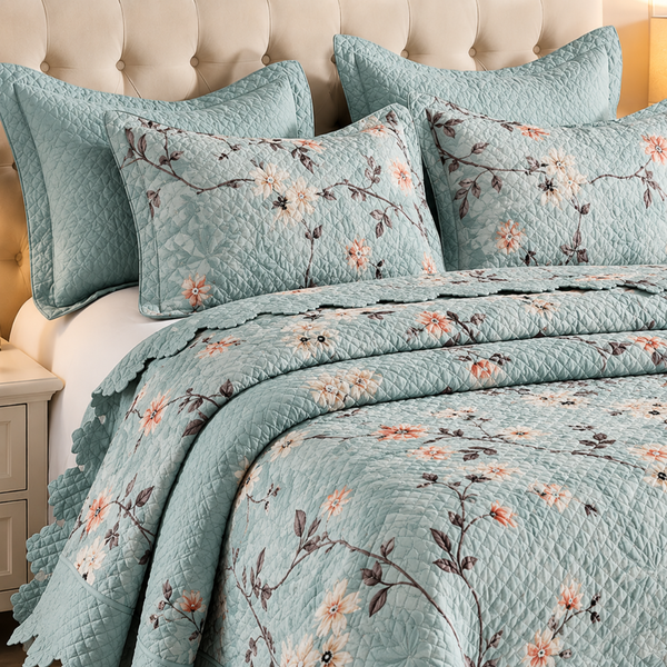 Cubrecama Quilt Bordado 5 Piezas