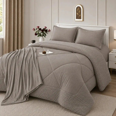 Set Cobertor Queen 7 Piezas Taupe