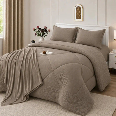 Set Cobertor Queen 7 Piezas Marron