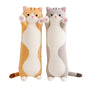 Cojín almohada peluche de gato largo y suave, de 70 cm, en color gris, ideal para decorar y abrazar.