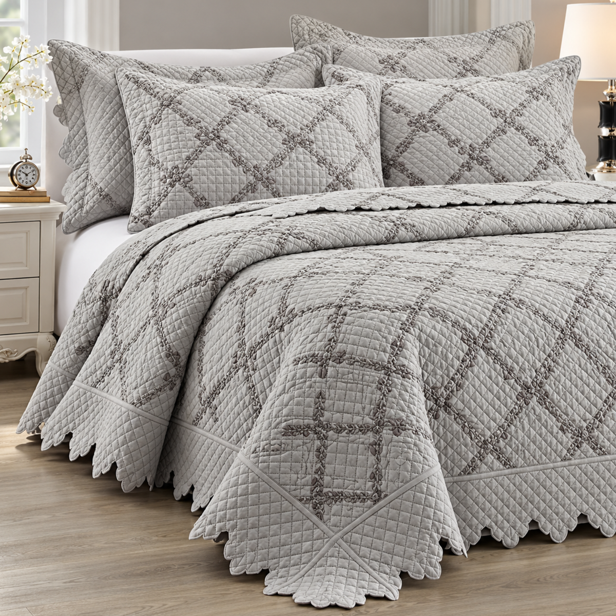 Cubrecama Quilt Bordado 5 Piezas