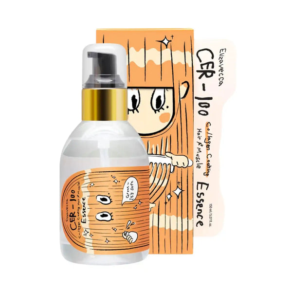 Esencia para el cabello Elizavecca CER-100 Collagen Coating Hair A+ en botella de 150ml, con envase y etiqueta visible.