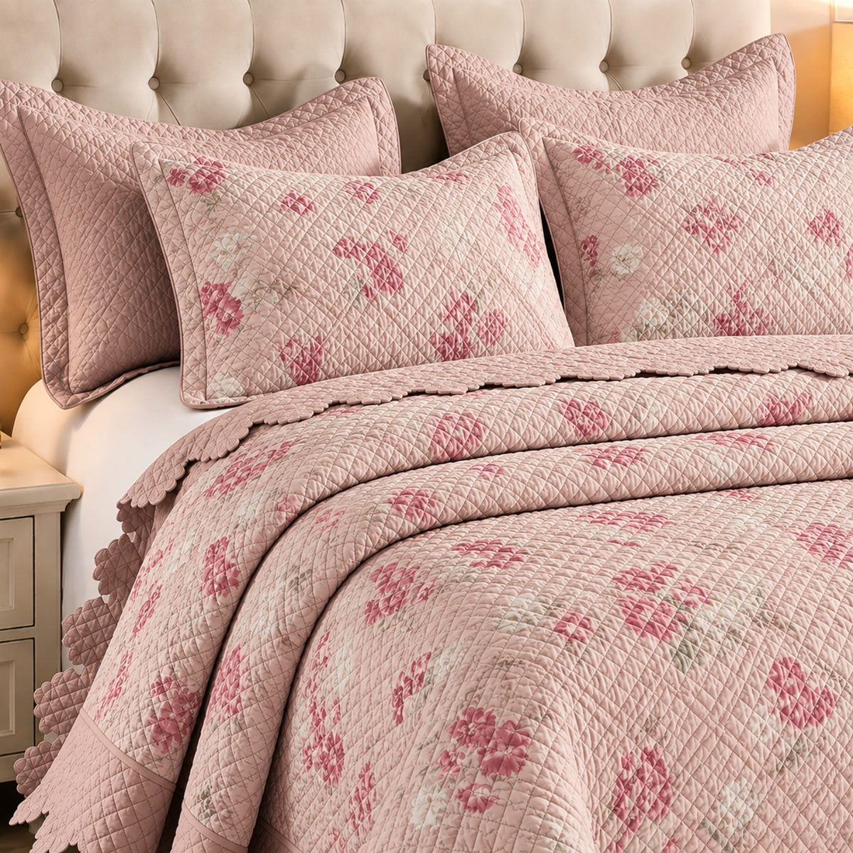 Cubrecama Quilt Bordado 5 Piezas