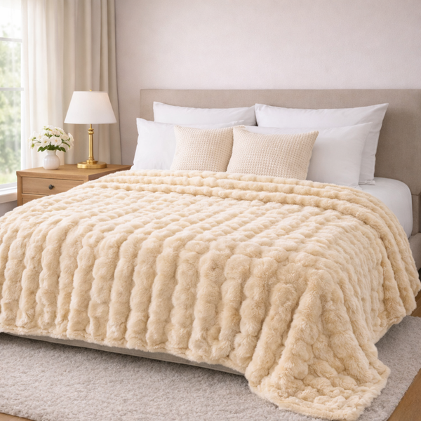 Manta Plush Piel Conejo  Lujoso King 240x260 cm