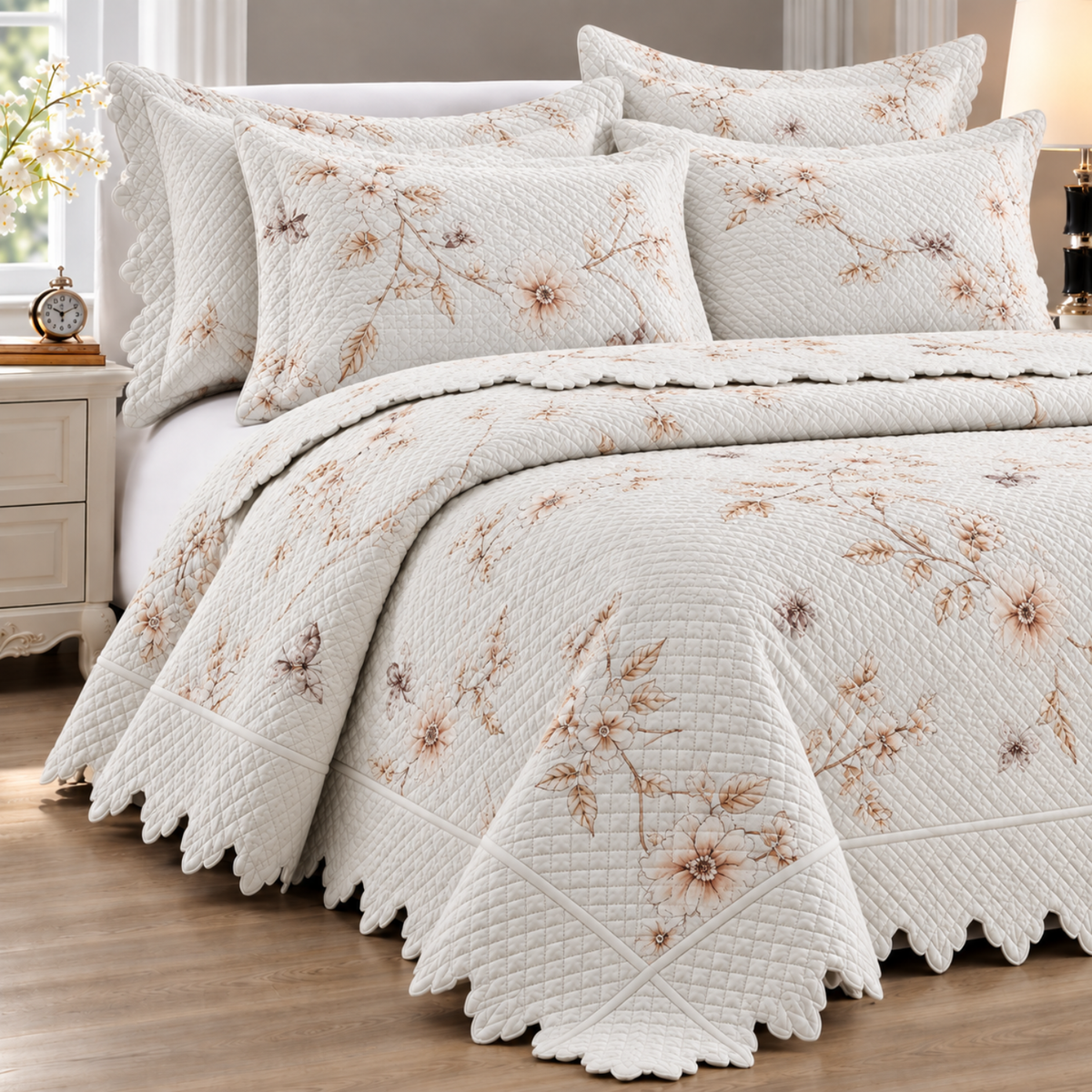Cubrecama Quilt Bordado 5 Piezas