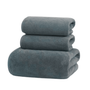 Toallas negras de microfibra para cuerpo, manos y cara, pack de 3, de la marca Enigma Store, con textura suave y absorbente.