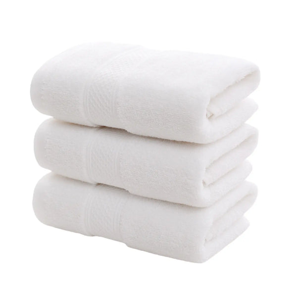 Toallas blancas de mano en algodón para peluquería, hotel y spa, tamaño 35x75 cm, en set de 4 unidades.