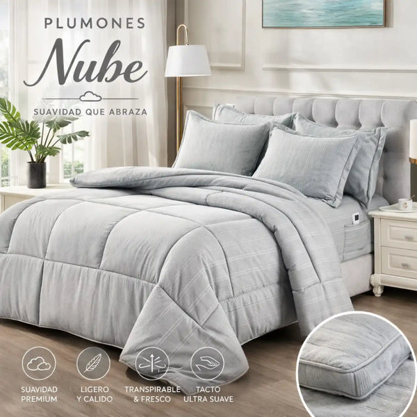 Edredón 1.5 plazas Alto Relieve Nube de Enigma Store con juego de sábanas de regalo, suave y acolchado para dormitorio.