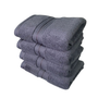 Pack de 4 toallas de algodón grafito de 130 g, ideales para hotel y spa, con textura suave y resistente.