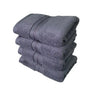Pack de 4 toallas de algodón grafito de 130 g, ideales para hotel y spa, con textura suave y resistente.