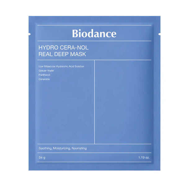 Máscara facial coreana BIODANCE Hydro Cera-nol Real Deep para hidratación y cuidado profundo de la piel.