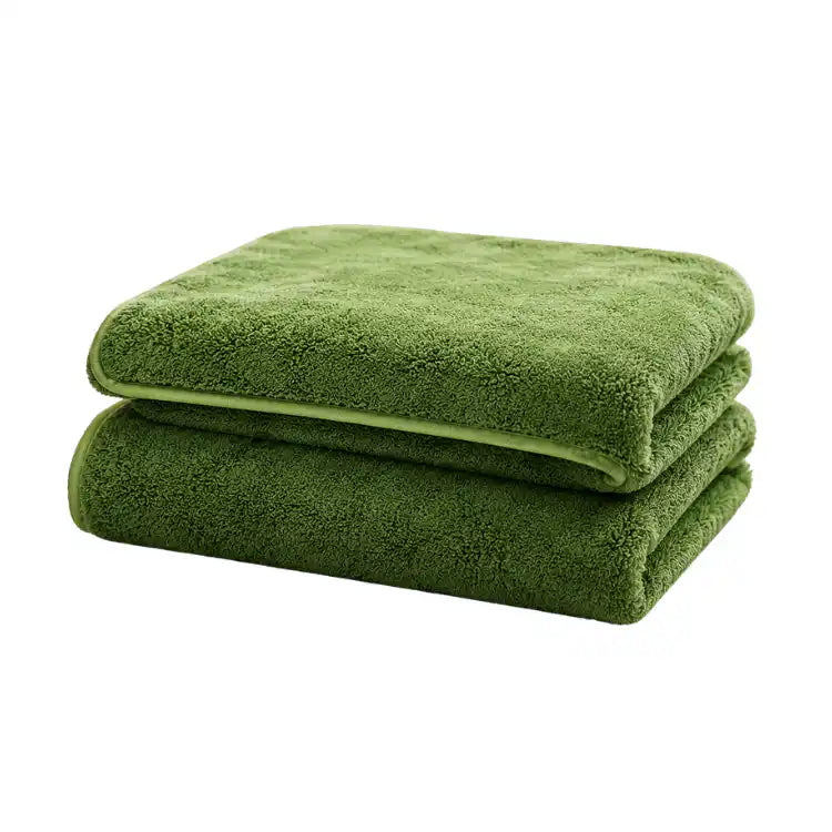 Juego de 2 toallas de baño grandes de microfibra verdes, toallon 90x180cm, suaves y absorbentes de Enigma Store.