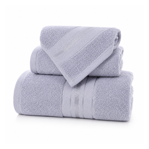 Paquete de 3 toallas de algodón para cuerpo, mano y cara, absorbentes, marca Enigma Store, en colores variados.