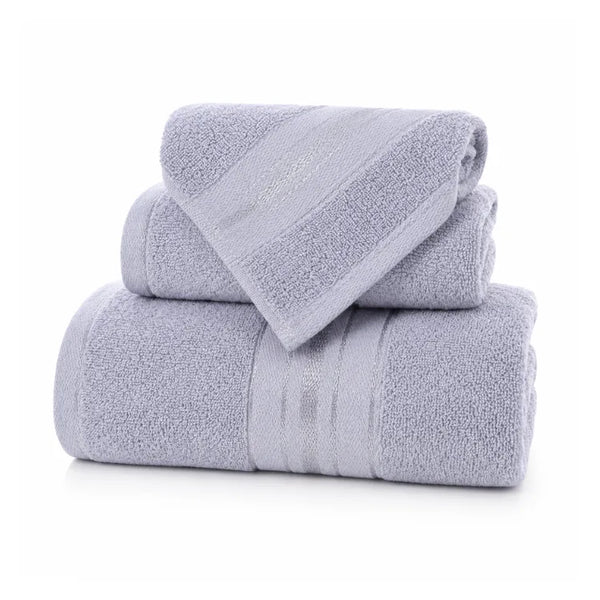 Paquete de 3 toallas de algodón para cuerpo, mano y cara, absorbentes, marca Enigma Store, en colores variados.