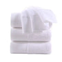 Conjunto de 4 toallas blancas de algodón, tamaño 75x35 cm y 130 g, ideales para baño y uso hotelero.