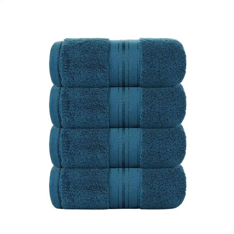 Toallas azul profundo de algodón de 130 g, paquete de 4, ideales para hotel y spa, de la marca Enigma Store.