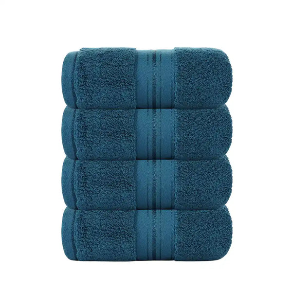 Toallas azul profundo de algodón de 130 g, paquete de 4, ideales para hotel y spa, de la marca Enigma Store.