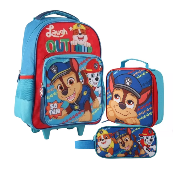 Mochila Tripack Infantil Escolar Con Ruedas Paw Patrol