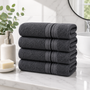 Set de 4 toallas de algodón grafito, 130 g, estilo hotel y spa, con textura suave y aspecto elegante en color gris oscuro.