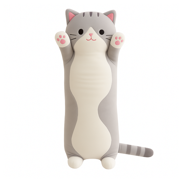 Cojín Almohada Peluche Largo De Gatito Suave de 90 cm