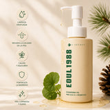 Aceite limpiador coreano K-SECRET SEOUL 1988 con Cica, 1% y probióticos, botella con dispensador y etiquetas en la botella