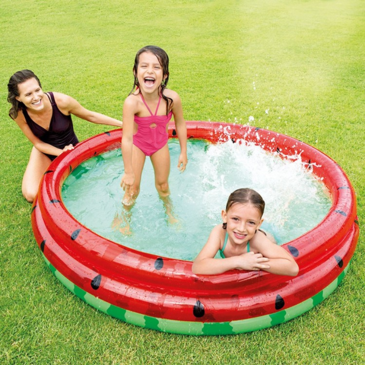 Piscina inflable  3 aros INTEX Sandía para Niños 168x38 cm