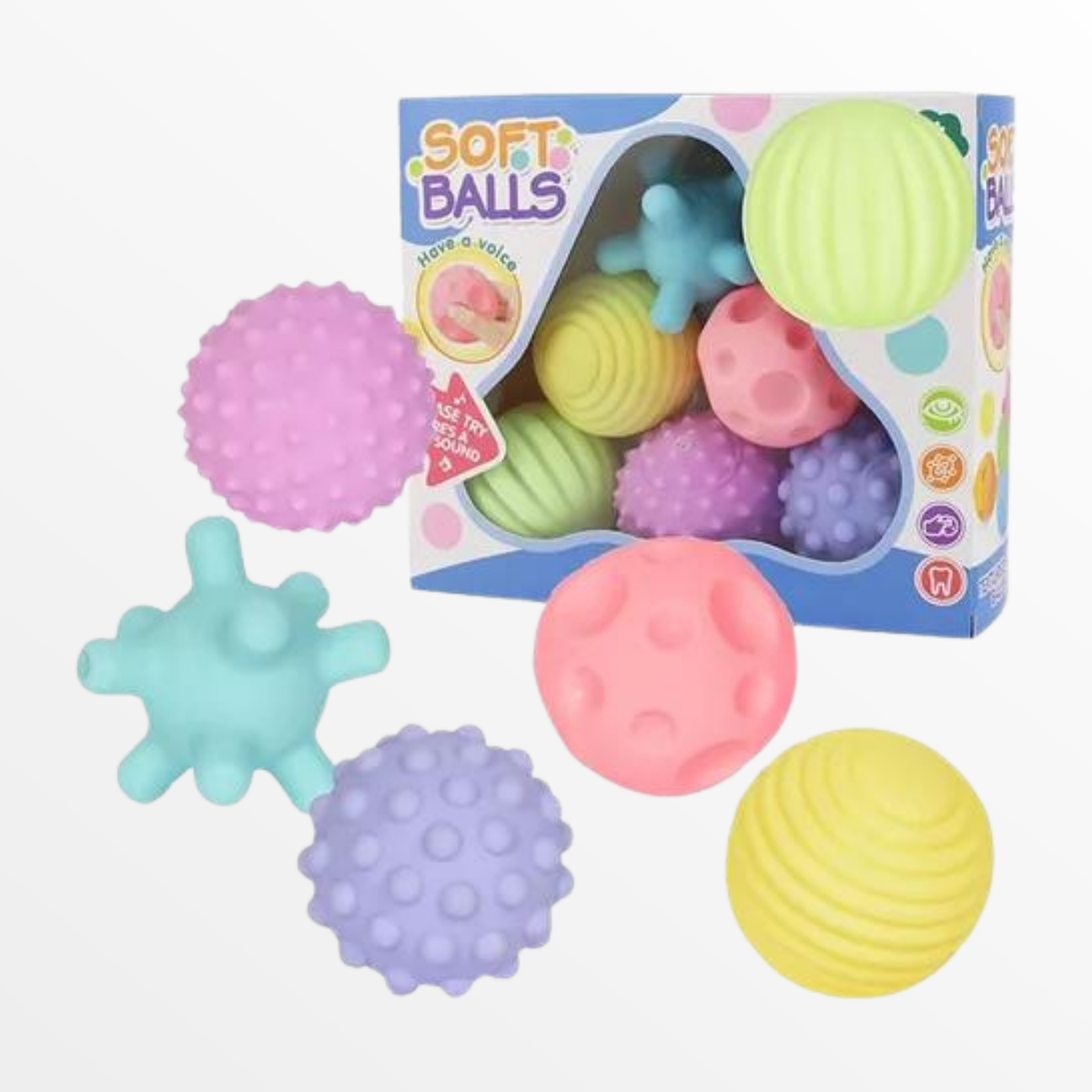 Soft Balls 6 Pelotas Sensoriales Texturizadas Para Bebes