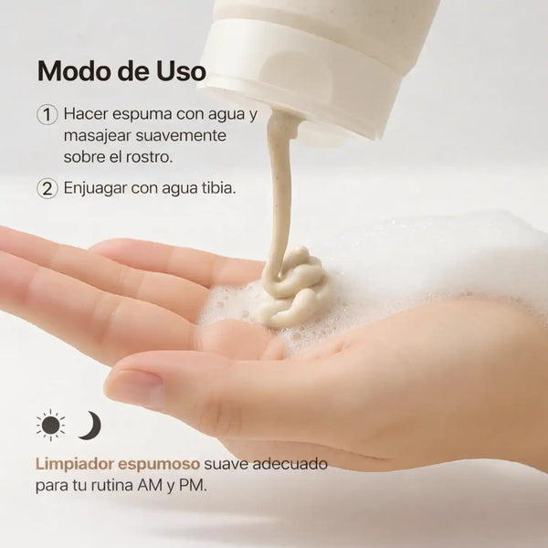 Espuma exfoliante de salvado de arroz MIDHA, producto coreano para cuidado de la piel, en envase de 150 ml.
