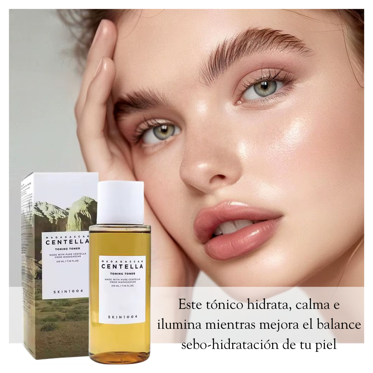 Toner SKIN1004 Madagascar Centella para cuidado facial, frasco de 210 ml, con fórmula suave y nutritiva para la piel.
