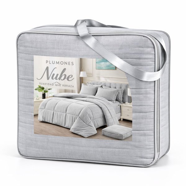 Plumón 1.5P Alto Relieve Nube + Set Sábanas Regalo