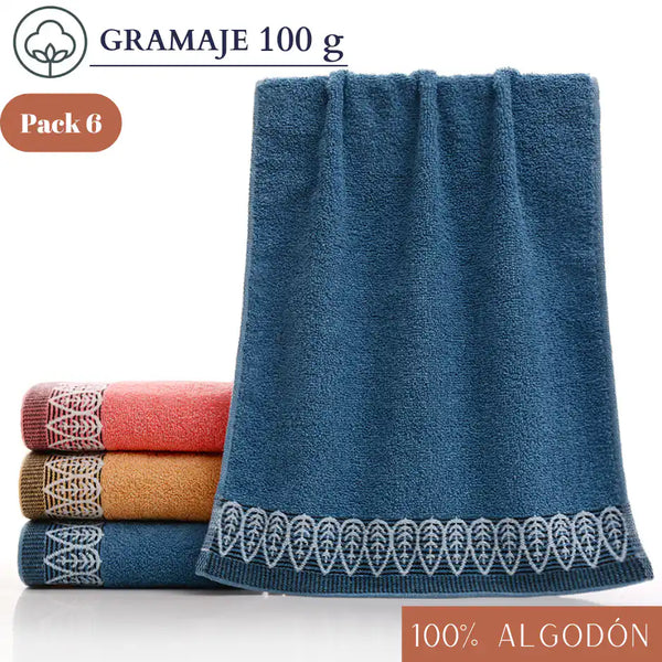 Toallas de algodón Enigma Store, pack de 6, tamaño 75x35 cm, ideales para baño y cocina, en color blanco con textura suave.