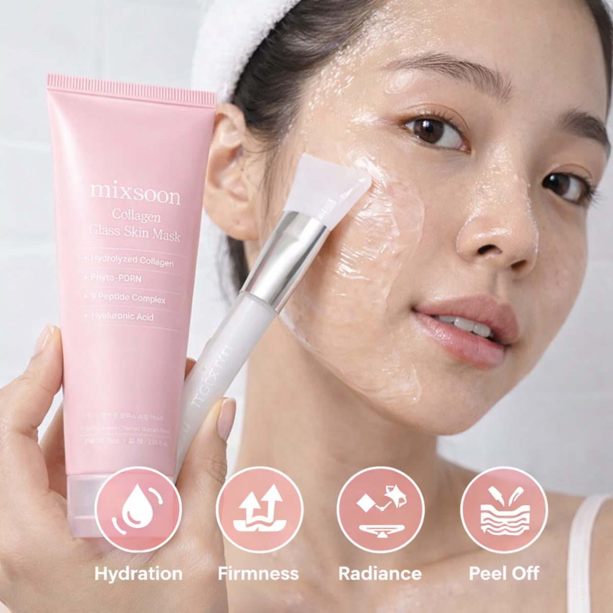 Mascarilla facial de cristal con colágeno de Mixsoon, producto coreano de cuidado de la piel, en envase de 80ml